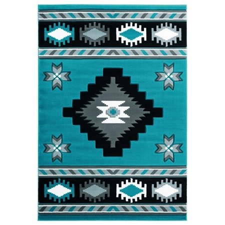 UNITED WEAVERS OF AMERICA United Weavers of America 2050 10469 912 7 ft. 10 in. x 10 ft. 6 in. Bristol Caliente Turquoise Rectangle Area Rug 2050 10469 912